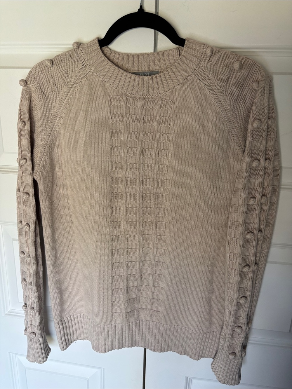 Crew Neck Sweater Raglan Long Sleeve Pompon Detail Size S
